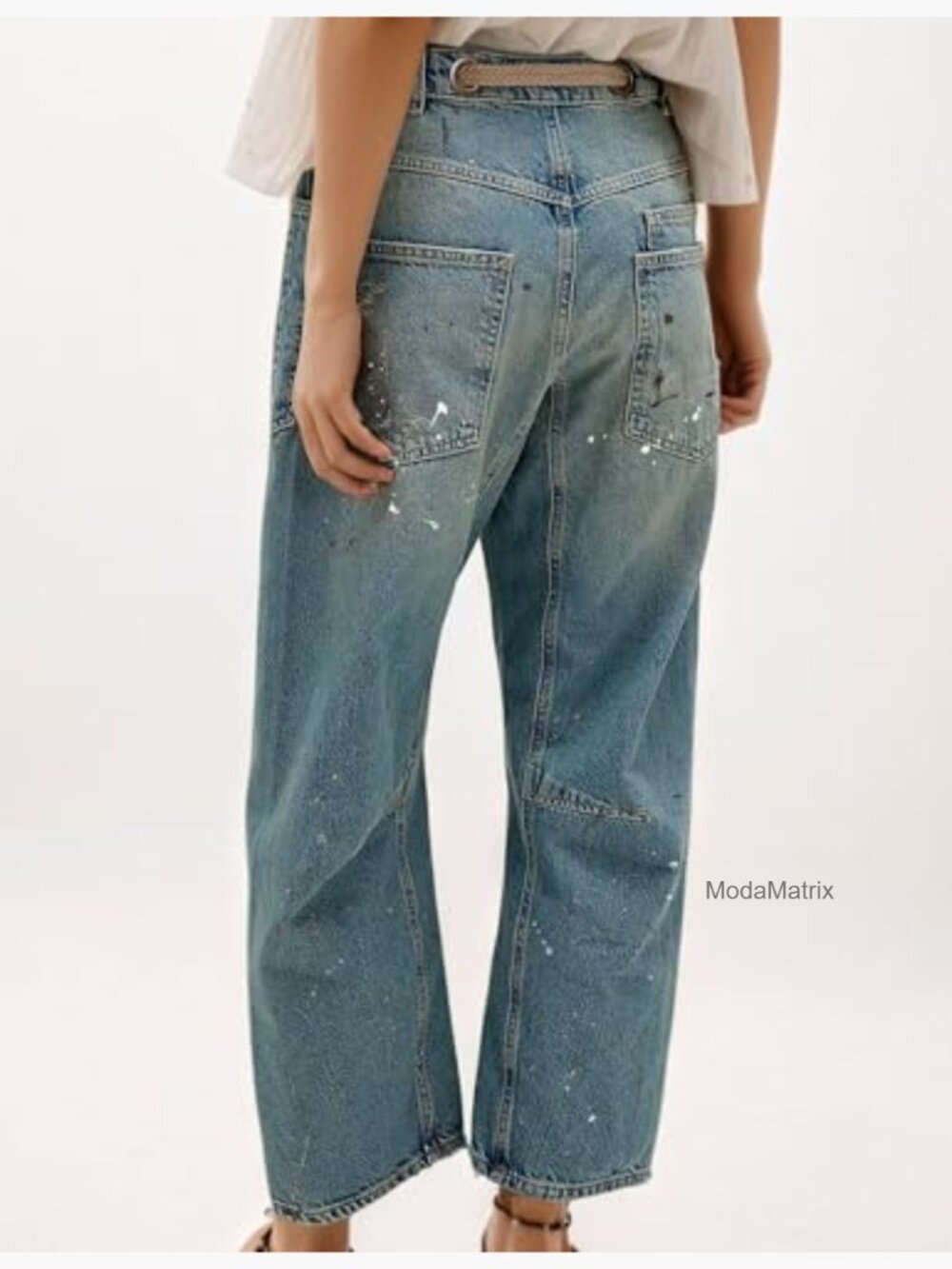 Mid-Low Rise Barrel Jeans with Drawstring Elastic Waist - Picture 4 of 7
